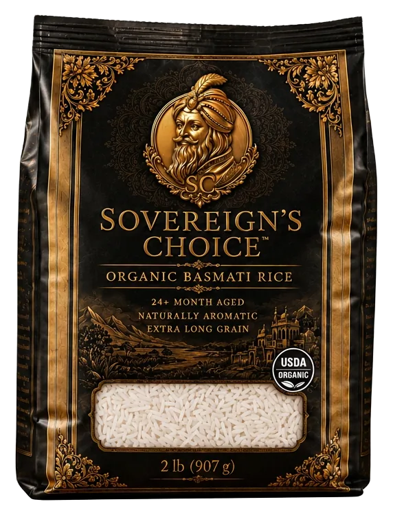 SOVEREIGN'S CHOICE organic basmati rice bag